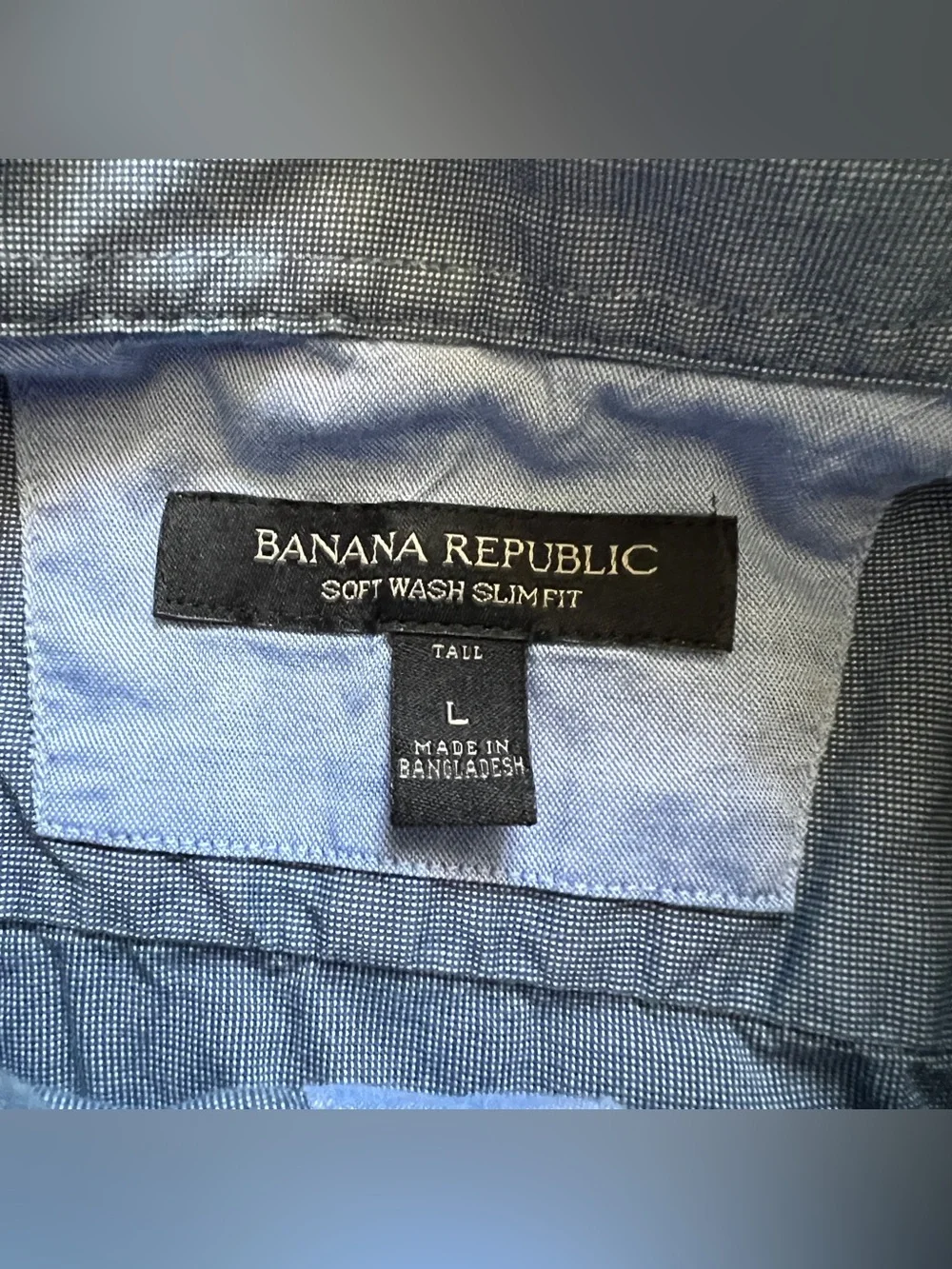 Banana Republic Soft Wash Slim Fit Button Down Shirt Preppy Western Sz LT